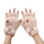 Half Finger Winter Gloves for Women and Men Soft Plush Angora Wool Knitted Mitten Short Glove Girls Boys Woolen Fingerless Warm Winter Hand Gloves (Brown)