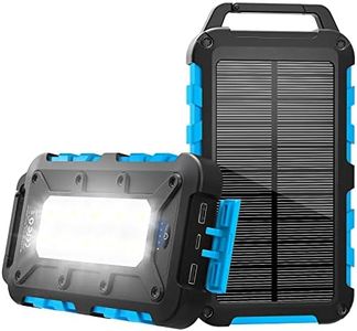 Solar Powerbank 20000mAh, Tragbare Solar Ladegerät USB C Externer Akku Outdoor Wasserdichtes Power Bank Solarpanel mit LED-Licht und 2 Outputs Akku Ladegerät für Smartphones Tablets und mehr, Blau