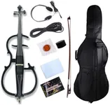 Vetimobato Electric Cello 4/4 Full Size Solid Wood Professional Sound 4/4 Cellos Instruments with Bag & Bow (Black 4 String Style 9)