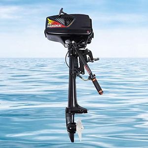 HANGKAI Outboard Motor, 3.6 HP 2-Stroke 55CC Heavy Duty Fishing Boat Engine, Water Cooling & CDI Manual Start Boat Engine for Fishing Aquaculture Outdoor Adventure Boat