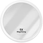 Jumbl 6” 5X Magnifying Mirror, Compact Suction Cup Makeup Mirror with 5X Magnification for Bathroom, Shower, Beauty & Skin Care, Brow Threading & Tweezing