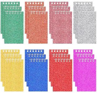 Seajan Mini blocs de notas para niños, recuerdos de fiesta, pequeños blocs de notas en espiral de prisma de 3.9 x 2.4 pulgadas, mini cuadernos con purpurina, blocs de notas de colores surtidos para