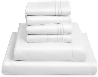 Mellanni Iconic Queen Sheet Set - 6-Piece Bed Sheets, (Including 4 Pillowcases), 16-Inch Deep Pocket, Easy Care, Extra Soft, Cooling Sheets, Brushed Microfiber - White