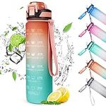 CodiCile Sports Water Bottle 1L, Leak Proof Water Bottle with Straw for Men & Women Reusable Durable BPA Free Tritan Drinking Cup with Brush