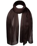 Basic Sense Plain Chiffon Soft Sheer Scarf, Dark Brown