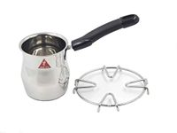 JEE ALTO Stainless Steel Tea Coffee Warmer Pot with Handle and Stainless Steel Gas/Stove Stand_470ML