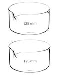 QWORK 500ml Crystallizing Dishes, 2 Pack Flat Bottom Lab Dishes with Spout and Heavy Rim, Borosilicate 3.3 Glass for Professional Laboratories, Science Classrooms, Kitchen, Crafts