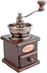 Casa Barista Manual Coffee Grinder Wood Metal Hand Mill Retro Wodden Antique Style for Coffee Beans Herbs and Spices