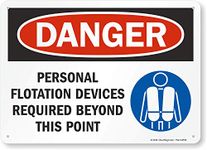 SmartSign by Lyle S-6907-PL-14"Danger: Personal Flotation Devices Required" Plastic Sign with Graphic, 10" x 14", Black/Blue on White