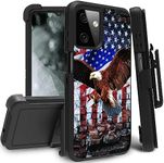 EDGFRTOIO Belt-Clip Holster Case for Motorola Moto G Power 5G 2023, Heavy Duty Triple-Layer Protection Full-Body Shockproof Cover Cases for Moto G Power 2023 5G 6.5", Patriotic Eagle USA Flag