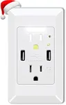 USB Outlet with Night Light,GreenCycle 15 Amp Electrical Outlet with Nightlight,4.2A High Speed Duplex Receptacle Electrical AC Wall Outlets,with Auto Nightlight Sensor and Wall Plates (White,1 Pack)