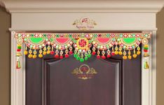 Agenzia Exim Traditional Stylish Mirror Embroidery Toran for Home Entrance Decoration | Tassels Jhumar Design Garland for Main Door Hanging Perfect of Festivals