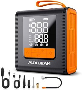 AUXBEAM H4 Series Tire Inflator Portable Air Compressor,150PSI 2 in 1 Rechargeable Car Tire Inflator Portable 4 Preset Inflation Modes 12V Air Pump for Car, Motorcycle, Bike, Ball (Amber)