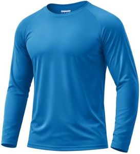 Boladeci Mens Rash Guard Long Sleeve UPF 50+ Sun Protection UV Shirts Summer Clothing SPF Plain Beach Athletic Swimming Tee Top T-Shirt Blue Green M