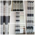 Householdfurnishing Voile Curtain Panel Chenille Stripe Eyelet Ring Top Single Voile Panel Net Curtain (Grey, Width 55" x Length 48")