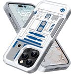 Candykisscase Case for iPhone 14 Pro, R2D2 Astromech Droid Robot Pattern Shock-Absorption Hard PC and Inner Silicone Hybrid Dual Layer Armor Defender Case for Apple iPhone 14 Pro 6.1inch