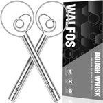 Walfos Danish Dough Whisk, Rustproof Stainless Steel Bread Whisk, Quick Mixing Bread Mixer, Dutch Dough Whisk for Cooking, Blending, Whisking, Stirring, Sourdough, Pizza, Pastry, Cake Batter (2pcs)