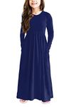 storeofbaby Basic Maxi Dress Girls Navy Blue Full Length A Line Holiday Party Dresses