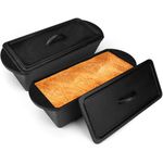 2 Pack Cast Iron Bread Pan with Lid 13x5 Inch, Nonstick Popover Pan for Sourdough and Homemade Bread, Mini Loaf Pans with Lids, Pullman Loaf Pan for Sandwich Bread, Nonstick Baking Bread Pans