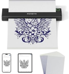 MUNBYN Thermocopieur Tatouage ITP05, Imprimante Thermique A4 pour Pochoirs de Tatouage, Imprimante Transfert avec 10 Feuilles, Imprimante Transfert Tatouage Machine Copieur pour iOS Android et Mac
