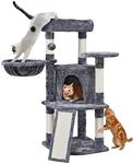 Yaheetech 107cm Cat Tree Cat Climbing Tower with Scratching Posts/Condo/Basket, Cat Activity Centre for Small/Medium Cats, Dark Grey