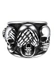 Masculine 3 Skulls Band Rings Big Size Biker Ring for Men Masculine Old-school Skeleton Skull Thumb Rings