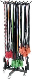 Power Systems Premium Rolling Standing Rack, Holds Up to 100 Tubes or 400 Jump Ropes, 23 x 23 x 73 Inches, Black (92546)