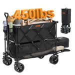 VEVOR 400L Large Collapsible Double Decker Wagon, 50" Extra Long Heavy Duty Foldable Wagon Cart Beach Wagon with Big Wheels, All Terrain Outdoor Utility Wagon for Camping Sports Garden