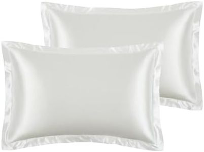 White Satin Pillowcases Standard/Queen Size, 2PCS Satin Silk Pillow Cases for Hair and Skin, Soft Smooth Texture Pillow Covers with Envelope Closure, Gifts for Women Men (48 * 74cm, White)