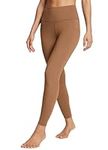 BALEAF Leggings with Pockets for Women Tummy Control Workout High Waisted Athletic Ultra Soft 7/13 Gym Yoga Petite Ankle Pants Caramel Café 2XL