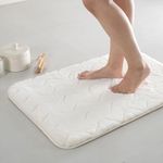 SPREAD SPAIN Memory Foam Igloo Rectangular Floormat, Soft Velvet Luxury Bath Mats, Non - Slip Bath Rugs, Easier To Dry For Bathroom Floor Rugs, Machine Washable (001 Marshmallow, 40Cm x 60Cm)