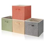 BrillantJo Storage Box for cube, Set of 4 Organiser Basket Bin Drawers Containers with Handles for Storage Cube Unit, Mixcolor, 13" x 15"x 13"