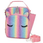 VASCHY Insulated Lunch Bag, Portable Reusable Lunch Bag with Pockets for Bottles, Lunch Bag for School and Picnic (Rainbow Unicorn)