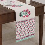 Blocks Of India Cotton Hand Block Printed Table Runner For Center/Dining Table (13 X 72 Inch) (Pink Mughal) - Medium