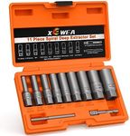 11PCS Spiral Type Bolt Extractor, Lug Nut Remover Easy-Out Set, For Removing Deeply Trapped And Broken Rounded-Off Bolts, Studs, Fittings, Threaded Tubes