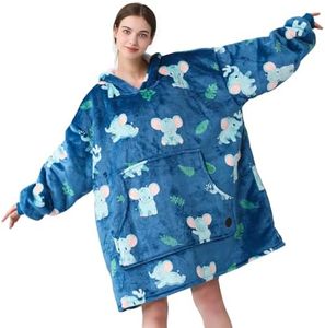 THREE POODLE Wearable Blanket Hoodie for Women, Oversized Sherpa Sweatshirt Blanket for Adults Men, Cozy Elephant Hooded Blankets, Gifts for Teen Girls Women Mom Sister