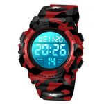 Kids Watch, Boys Watch for 6-15 Year Old Boys, Digital Sport Outdoor Multifunctional Chronograph LED 50 M Waterproof Alarm Calendar Analog Watch for Children with Silicone Band