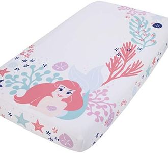 Disney Drap-Housse pour Berceau Motif Ariel de la Petite sirène Corail, Aqua et Blanc