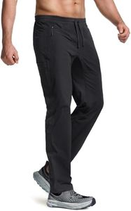 CQR Men's Lightweight Vent Hiking Pants, Water-Resistant & Breathable Sports Outdoor Athletic Pants with Elastic Waist TXP110-JPBLK 34W/32L