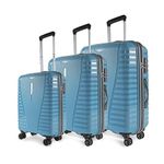 Aristocrat Polypropylene (PP) Airpro Set of 3 Hard Carry-On Spinner Suitcase (55+66+76Cm) Check-in Luggage Lightweight Luggage with 8 Strong Wheels, Secured Zip&Secured Combination Lock Cross Teal