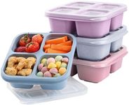 LCHLZZ 4 Pack Lunchable Snack Containers, 4 Compartments Meal Prep Containers Reusable Lunch Containers for Adults, Stackable Snackle Box Container Lunch Box for Work, Travel