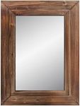 Barnyard Designs 24x32 Wood Farmhouse Wall Mirror, Wooden Large Rustic Wall Mirror, Bedroom Mirrors for Wall Decor, Decorative Wood Wall Mirror Living Room or Bathroom Vanity (Torched Brown)