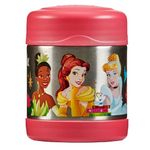 Thermos - Disney Princesses Food Flask (290ml) - BPA Free, Stainless Steel, Spill Proof, Cinderella, Rapunzel Thermal Kids Flask with Personalised Name Labels for Lunch Box, 5 Hours Hot & 7 Hours Cold