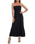 HDE Women's Strapless Maxi Dress Plus Size Tube Top Long Skirt Sundress Cover Up Black