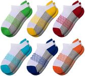 Comfoex Boys Socks 6 Pairs Ankle Athletic Sock Half Cushioned Low Cut Socks For Little Big Kids