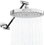 SparkPod Round Rain Shower Head with Shower Head Extension Arm - High Pressure Rain - Luxury Modern Look - No Hassle Tool-Less 1-Min Installation (16" Shower Arm Extension, Luxury Polished Chrome)