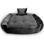Pet Royale Dog Bed Large | Reversible Bed for Dog 3XL for Big Great Dane | Velvet & Cotton Material with Extra Removable Cotton Washable Covers | Anti-Skid Base (XXXL Size, Grey)