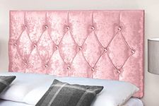 Gallop Sleep Diamond Cut Crush Velvet Headboard for Divan Bed | Bedroom Furniture (Single 3 FEET, Height 20 INCHES, Pink)