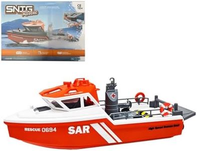 Goekhyrani Remote Control Boat for Adults, 1/32 8KM/H RC Rescue Boat Model ，RC Electric Tugboat Model, RC Electric Boat Model, RC Speed Boats Water for Adults-RTR Version/Orange White