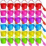 36 Sets Beach Sand Toys Bulk Includes Sand Shovel with Sand Bucket 6.3 Inch Beach Bucket Beach Shovel Plastic Pails and Buckets Sand Pale for Building Sand Castle Sandbox Toys Summer Birthday Party